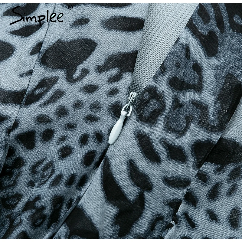 Женское летнее леопардовое длинное платье Simplee сексуальное вечернее шифоновое
