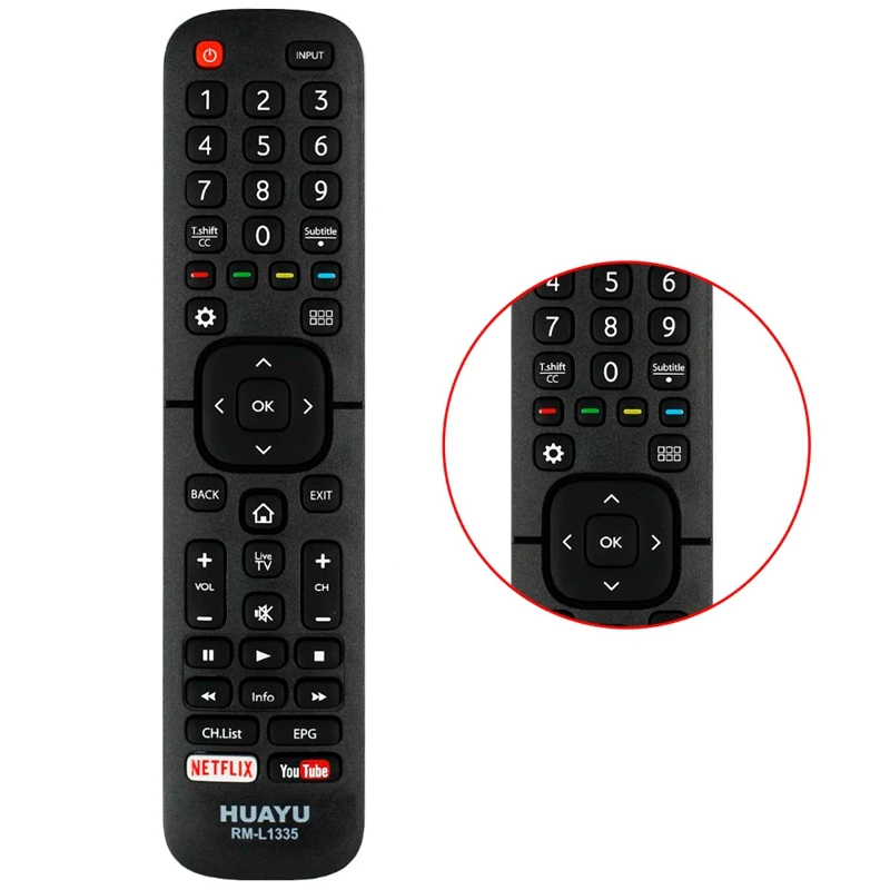 Универсальный пульт дистанционного управления HUAYU для Hisense RM-L1335 TV с Netflix и Youtube |