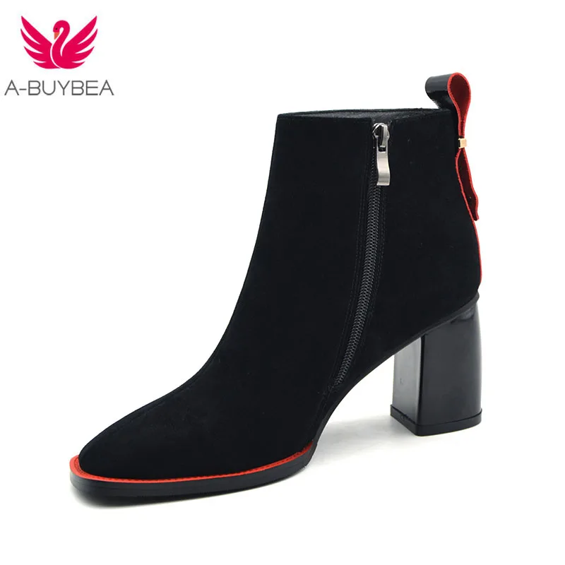 

Ботильоны женские из коровьей замши, на молнии, на плоской подошве