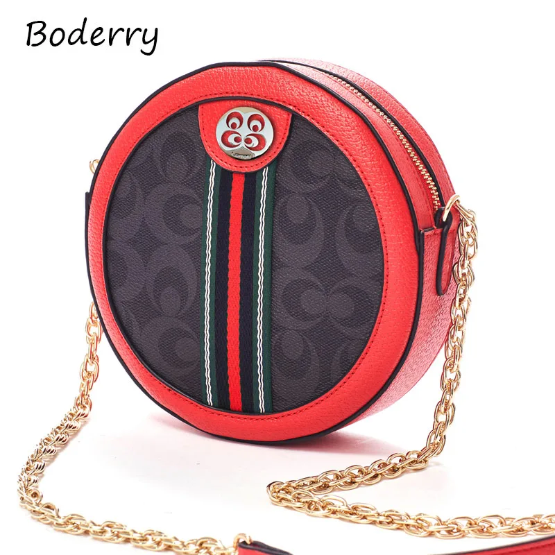 Boderry Новые поступления круглые сумки с вышивкой особенные на плечо цепочкой