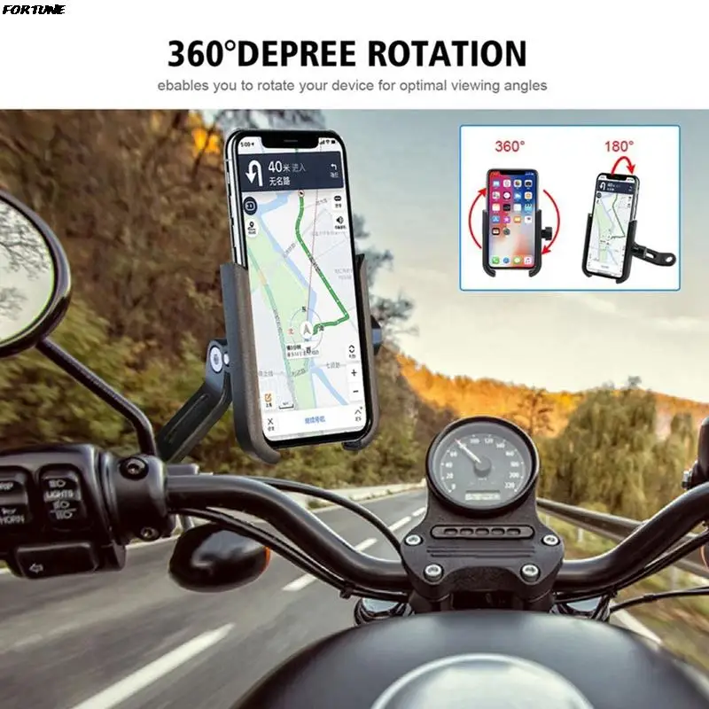 

Universal Aluminum Alloy Bike Phone Rack Metal Motorcycle Cell Phone Holder Motorcycle Rearview Mirror Bicycle Handlebar Mount