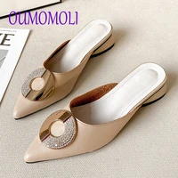 2021 new women low heel slippers fashion mules shoes pointed toe slides ladies slides flip flop zapatos mujer q650