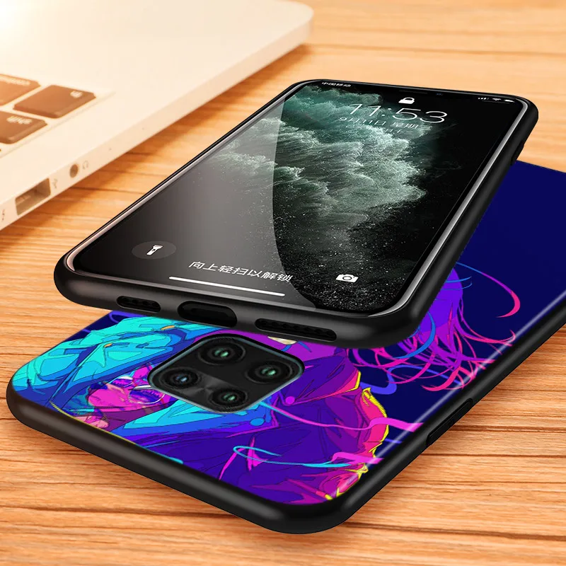 

Neon Oni Girl Anime For Xiaomi Redmi Note 9 9S Pro Max 8T 8 7 6 5 Pro 5A 4X 4 Phone Case Silicone Soft Bright Black Cover