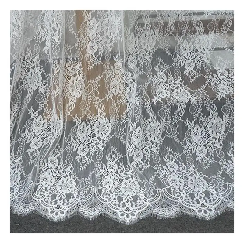 

3 Meter /Lot High Quality Exquisite Milky With Gold Eyelash Lace Fabric Wedding Dress Skirt Diy Embroidery Lace Fabric V2474