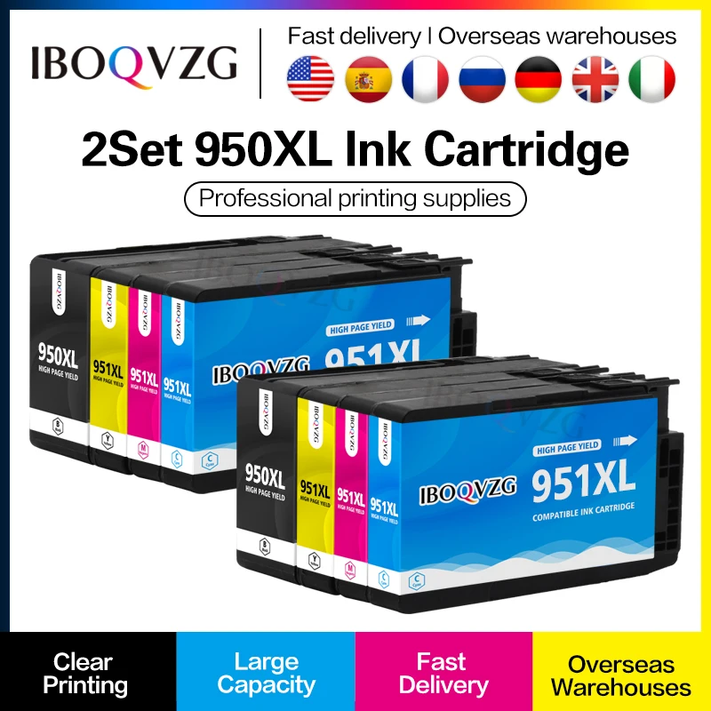 

4 Color For HP 950XL 951XL 950 951 XL Ink Cartridge For HP Officejet Pro 8100 8600 8610 8620 251dw 276dw Printer Ink Full