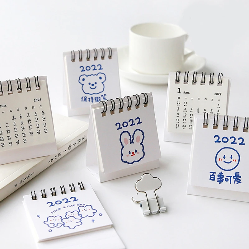 

1PC 2022 Cute Creative Mini Desk Calendar Decoration Agenda Monthly Plan Daily Schedule Planner Stationery School Supplies