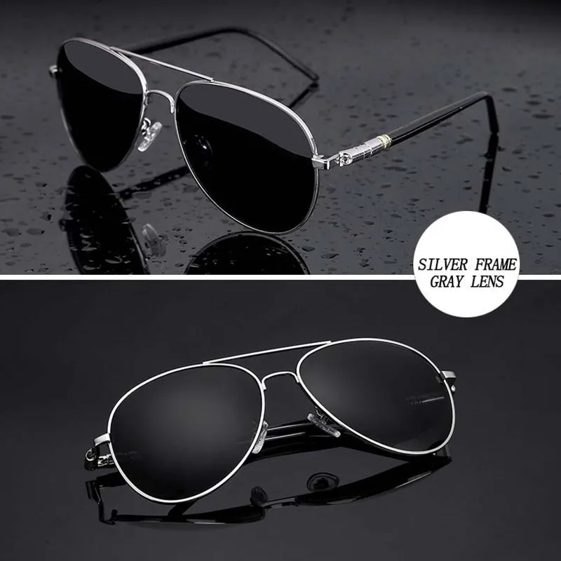 Мужские солнцезащитные очки авиаторы большие поляризационные в металлической