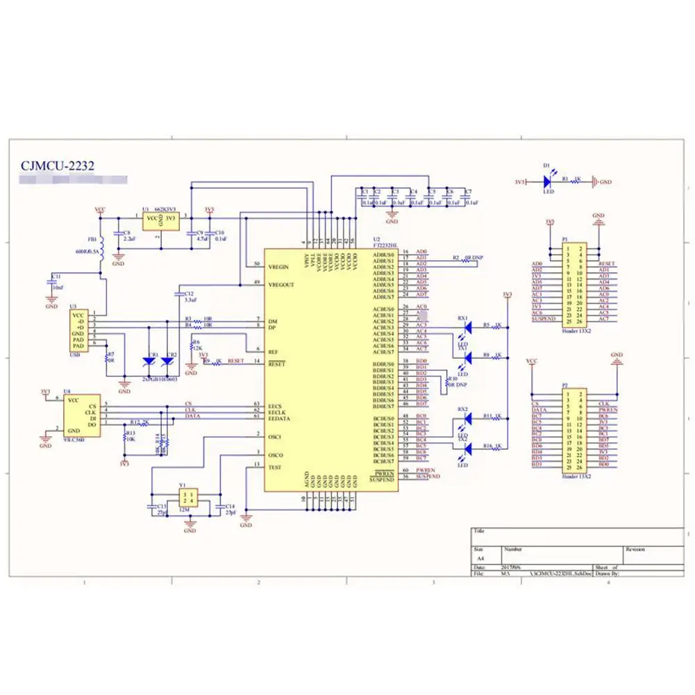 

For MCU-2232 FT2232HL USB to UART/FIFO/SPI/I2C/JTAG/RS232 module42*37mm conversion L1R3