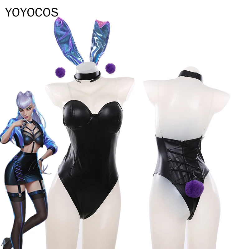 

Женский костюм на Хэллоуин YOYOCOS, черный костюм для косплея Эвелинн, с кроличьими ушками