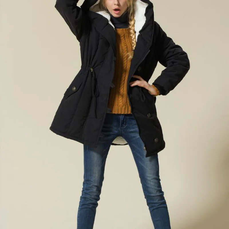 IVRESSE Casual Cotton Thick Long Parka Hooded Overcoat Winter Warm Fashion Outerwear Women Orange Streetwear Jacket Female Coat | Женская