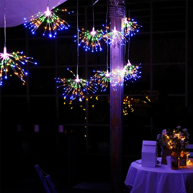 

DIY firework Copper Fairy Garland christmas lights 8 Modes Festival Hanging Starburst String Lights outdoor Twinkle Light