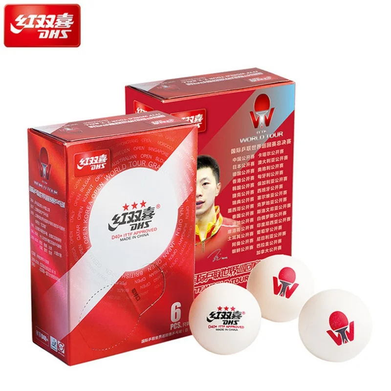 Белые Пластиковые Мячи для пинг-понга DHS 2019 3 звезды мячи настольного тенниса (D40 +