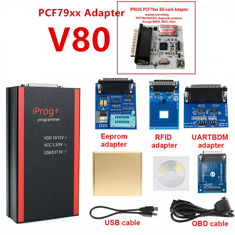 iprog pcf79xx V80 Iprog Pro программист поддержка IMMO+ коррекция пробега сброс подушки безопасности до года Замена Carprog/Full/Digiprog - Цвет: iprog pcf79xx