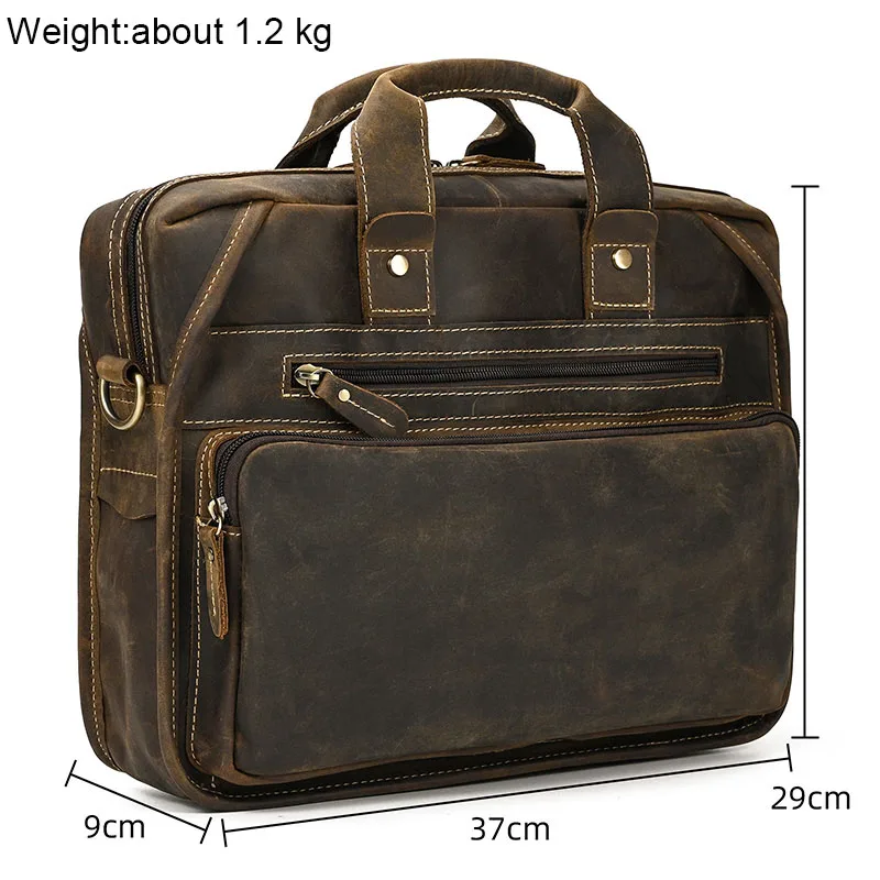 Luufan Top Qaulity Briefcase Bag For Men PC Business Bag Vintage Handbag 14 inch Laptop Briefcase Crazy Horse Leather Male Bags