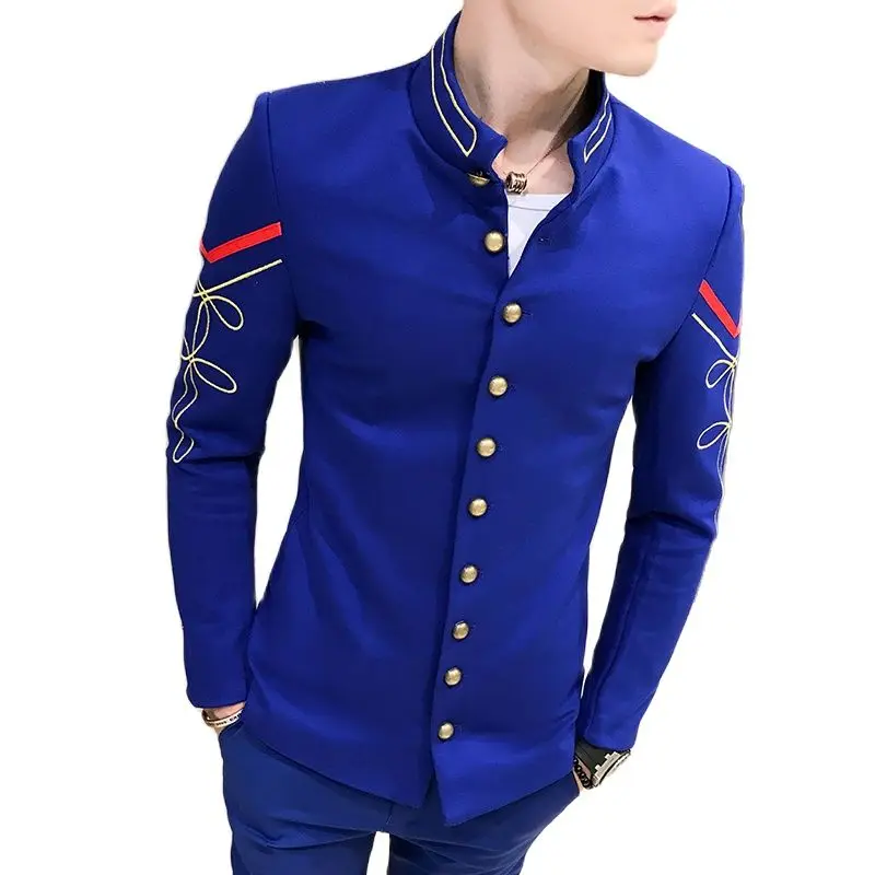 Осенний мужской пиджак Модный повседневный блейзер с вышивкой тонкий элегантный