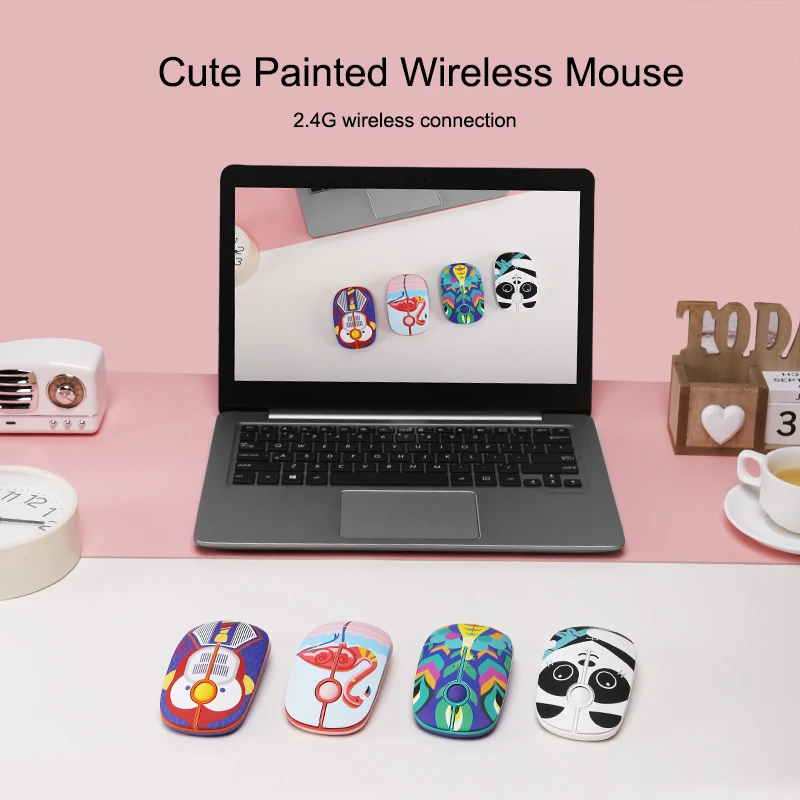 2.4GHz Wireless Mouse USB Mini Silent Panda Peacock Pattern Gaming Ergonomics Optical Mice For PC Home Office Girls Gift | Компьютеры и