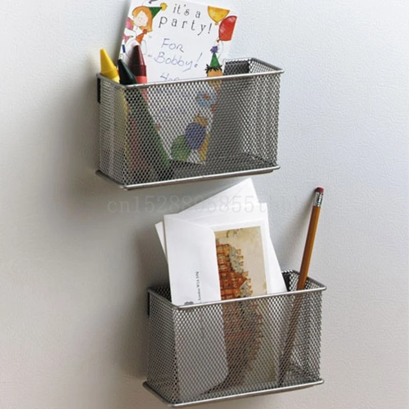 

Durable Refrigerator Wire Mesh Magnetic Basket Storage Box Pen Makeup Organizer