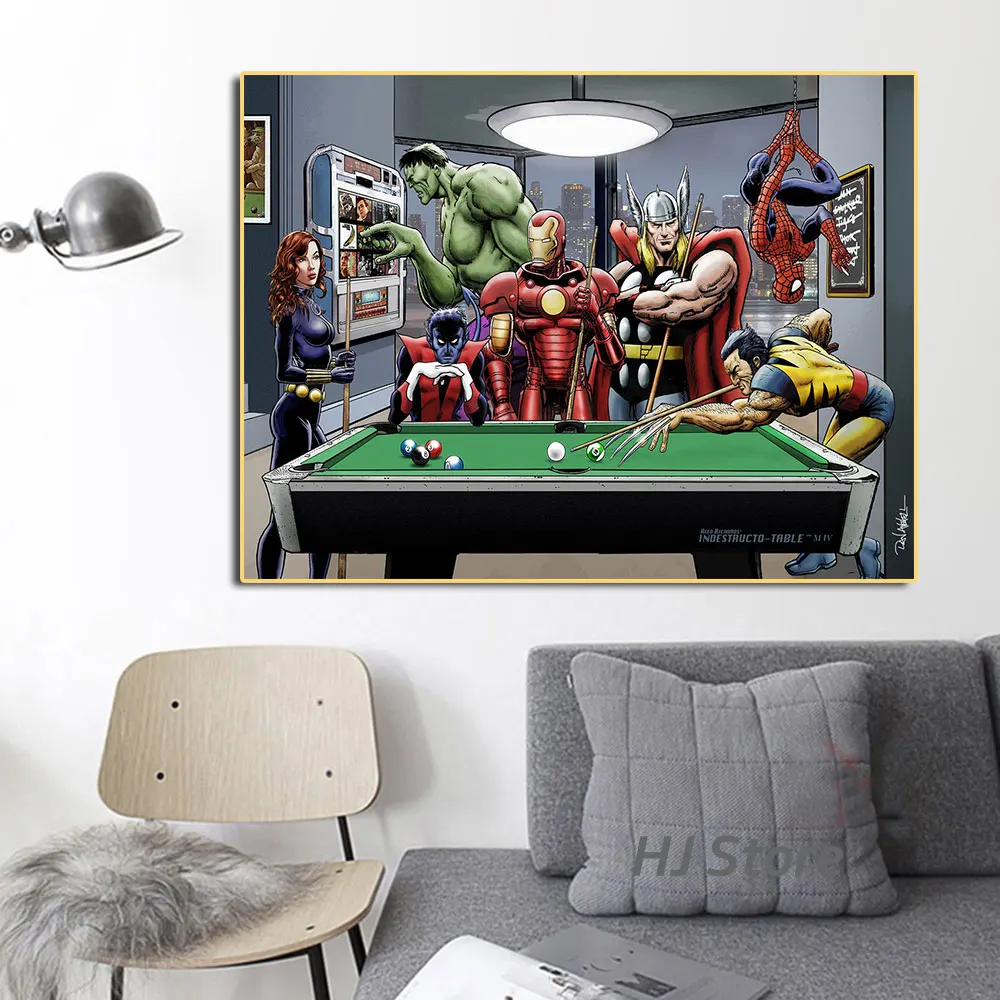 

Marvel Avengers Superhero Funny Poster Printing Black Widow Hulk Canvas Painting Home Room Wall Decoration Art Cuadros Dcor Gift