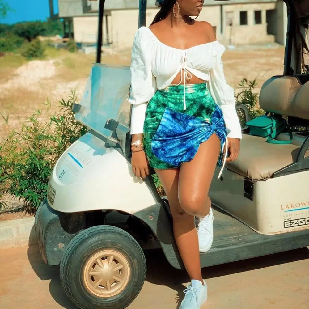 

Summer Skirt Women African Fashion Bow High Waist Print Mini Length High Street Causal Mini Skirts Sales