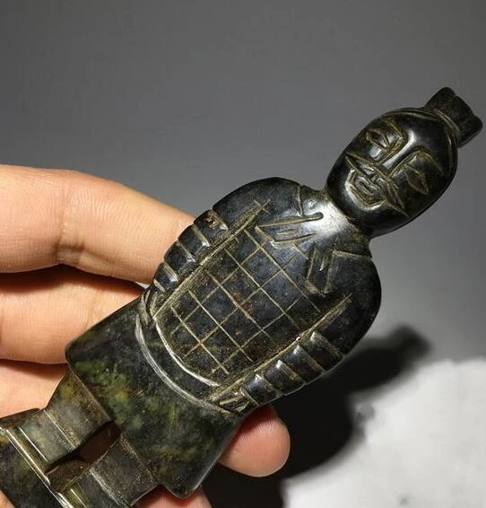 Китайские 100% натуральные черные нефритовые резные фигурки Qin из терракотовых