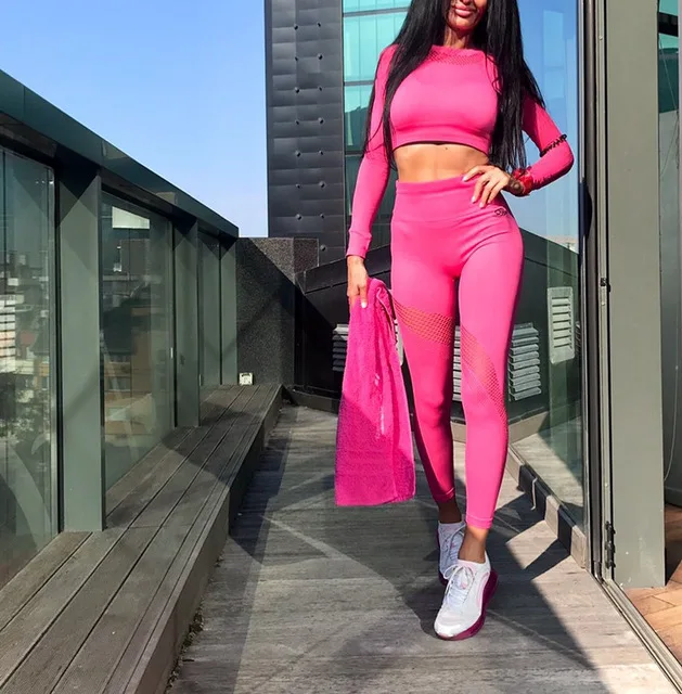 

Ladies Seamless Yoga Suit Fitness Clothes High Waist Tights Sexy Sports Bra 2 Piece Set Exercise Sportswear