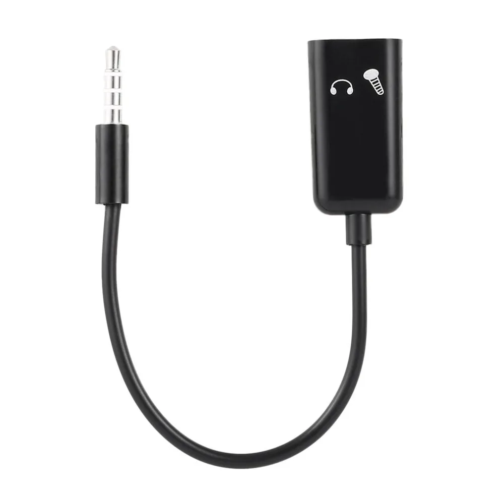

New 3.5mm Mobile Phones Headphone Microphone Stereo Audio Splitter Adapter Cable For Iphone For Samsung Black Easy to Take Along