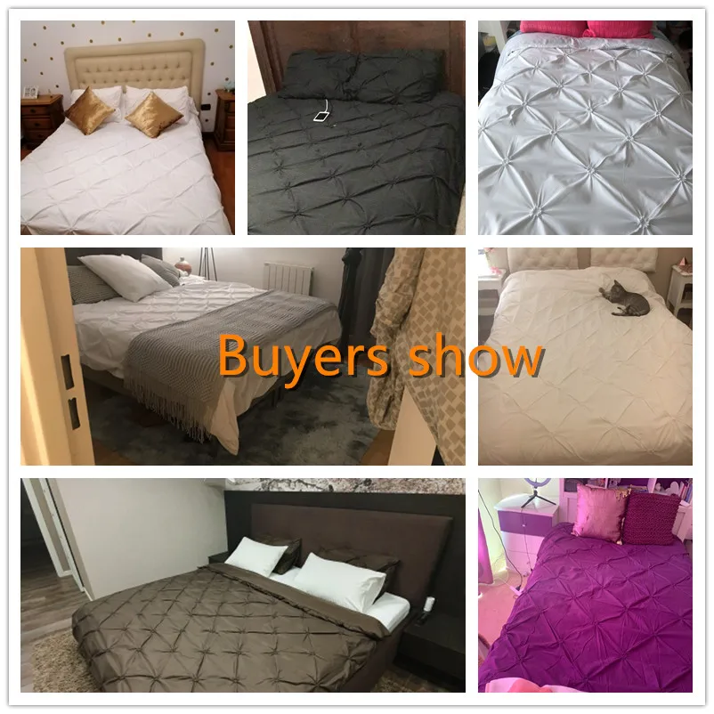

Luxury Bedding Set Solid Color Pinch Pleat Art Work Duvet Cover With Pillowcases White Grey Bed Covers Queen King Size 3pcs