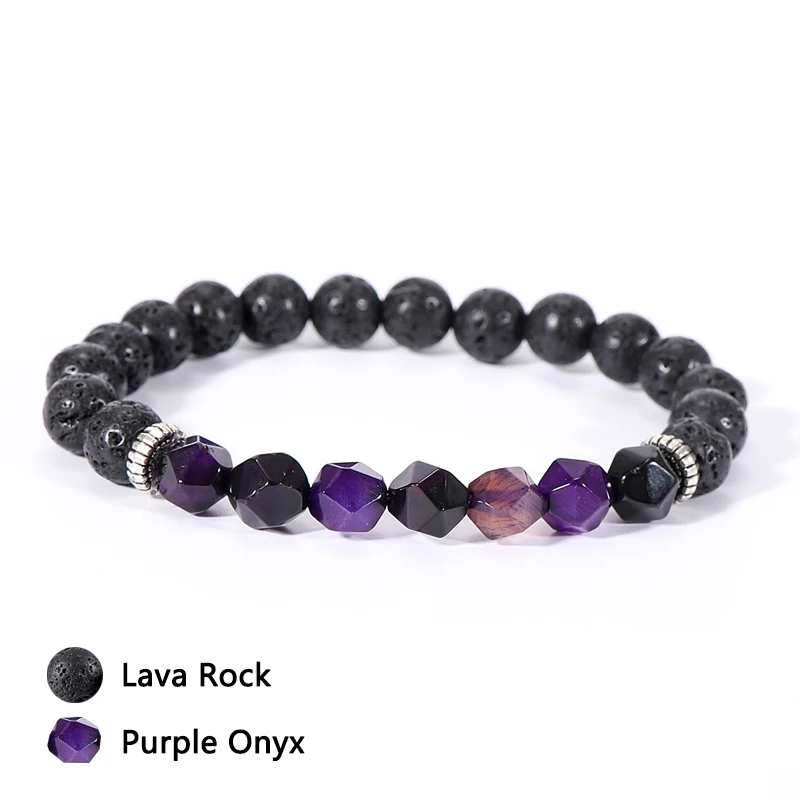 Мужской и женский браслет из натурального камня с лабрадоритом ониксом тигром