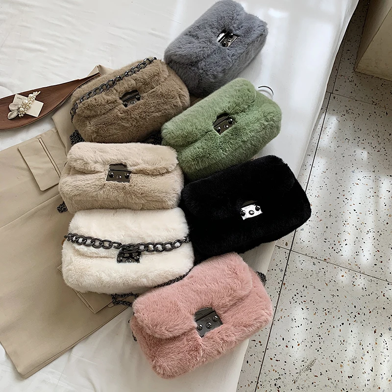 Зимняя новая сумка из искусственного кроличьего меха женские сумки через плечо с