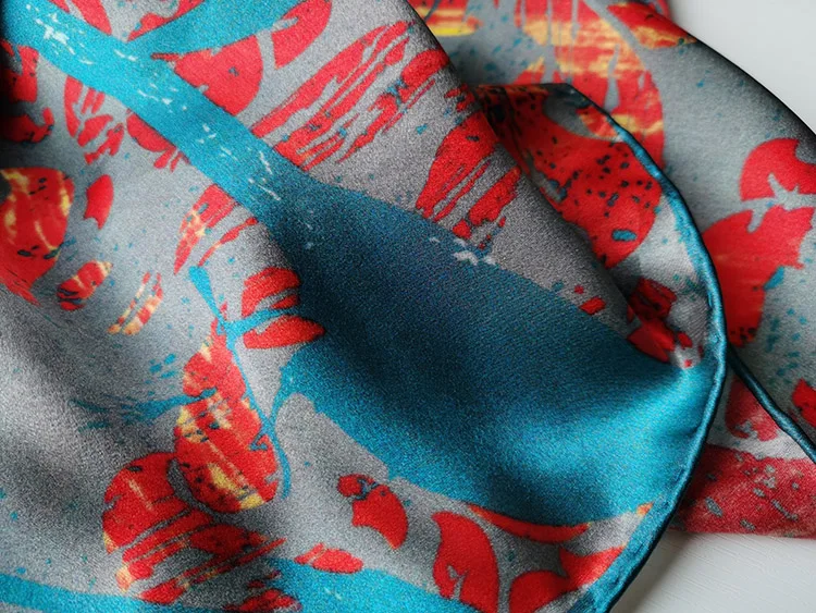 

100% Pure Silk Satin Square Big Scarf Shawl Wrap Kerchief 43.3"x43.3" WJ064