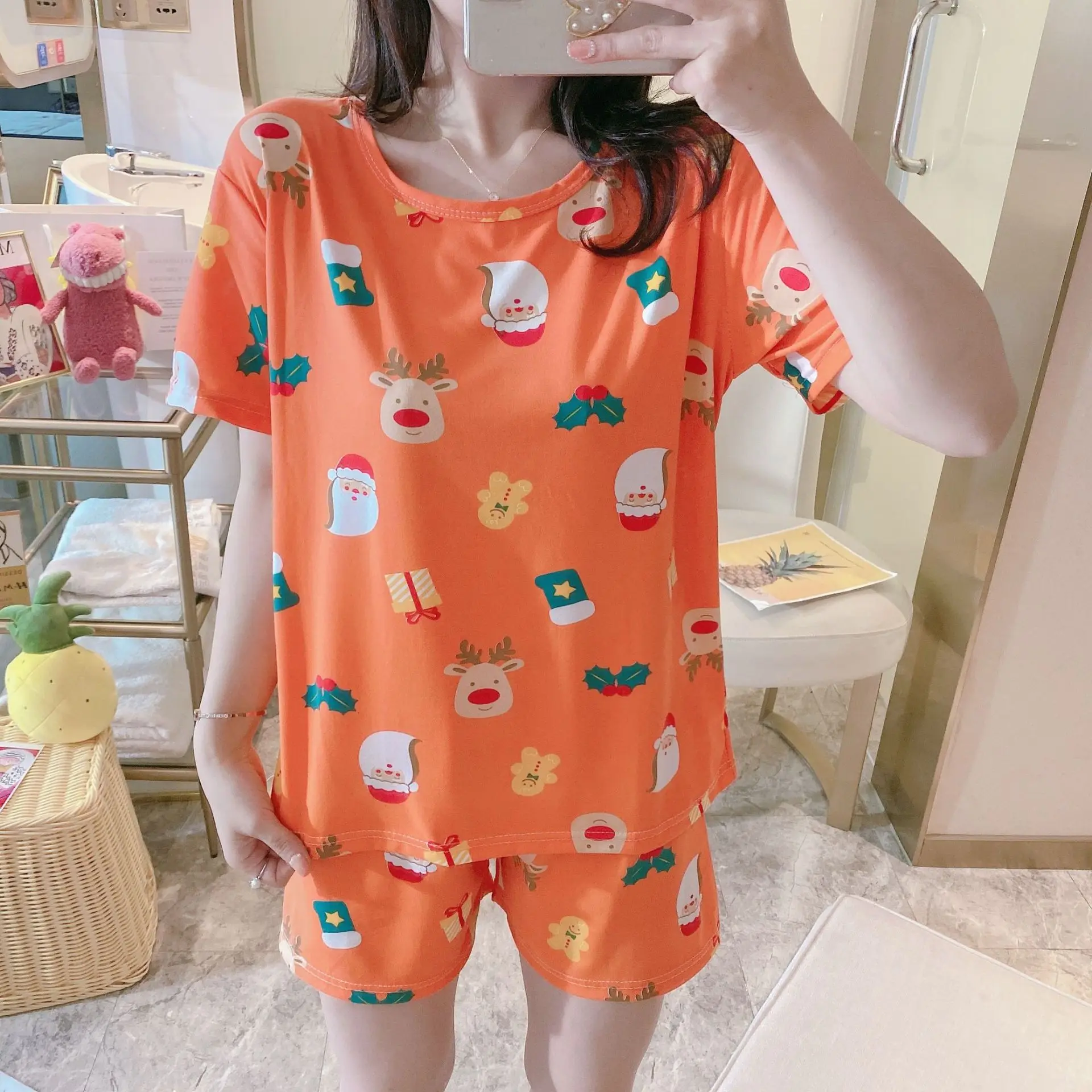 

Short Set Home Pajamas Ladies Summer Casual Short Sleeve Pajama Set Cute Cartoon Shorts Pajamas Suits Sleepwear Nightwear Set