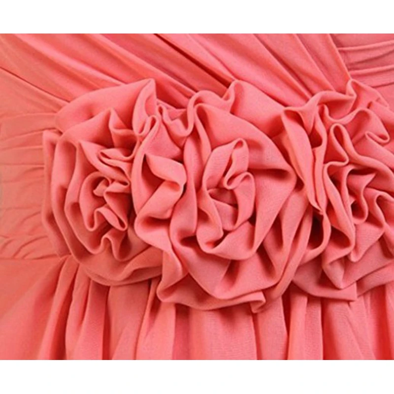 

Coral Chiffon Bridesmaid Dresses Short Maid of Honor Gown 2021 Handmake Flower robe demoiselle d'honneur vestido de fiesta noche