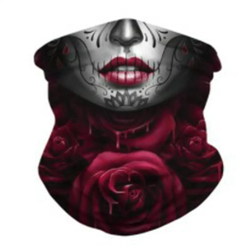 

3D Print Halloween Face Cover Mouth Scarf Outdoor Print Seamless Ear Hook Sports Scarf Neck Tube Face Riding Hiking Scarves