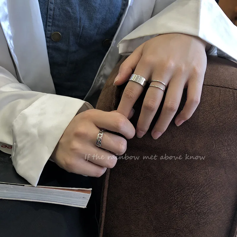 

Korean Fashion Adjustable Rings For Women Korean Simple Punk Three Ring Set Gold Silver Color Statement Hip Hop Jewelry 2021