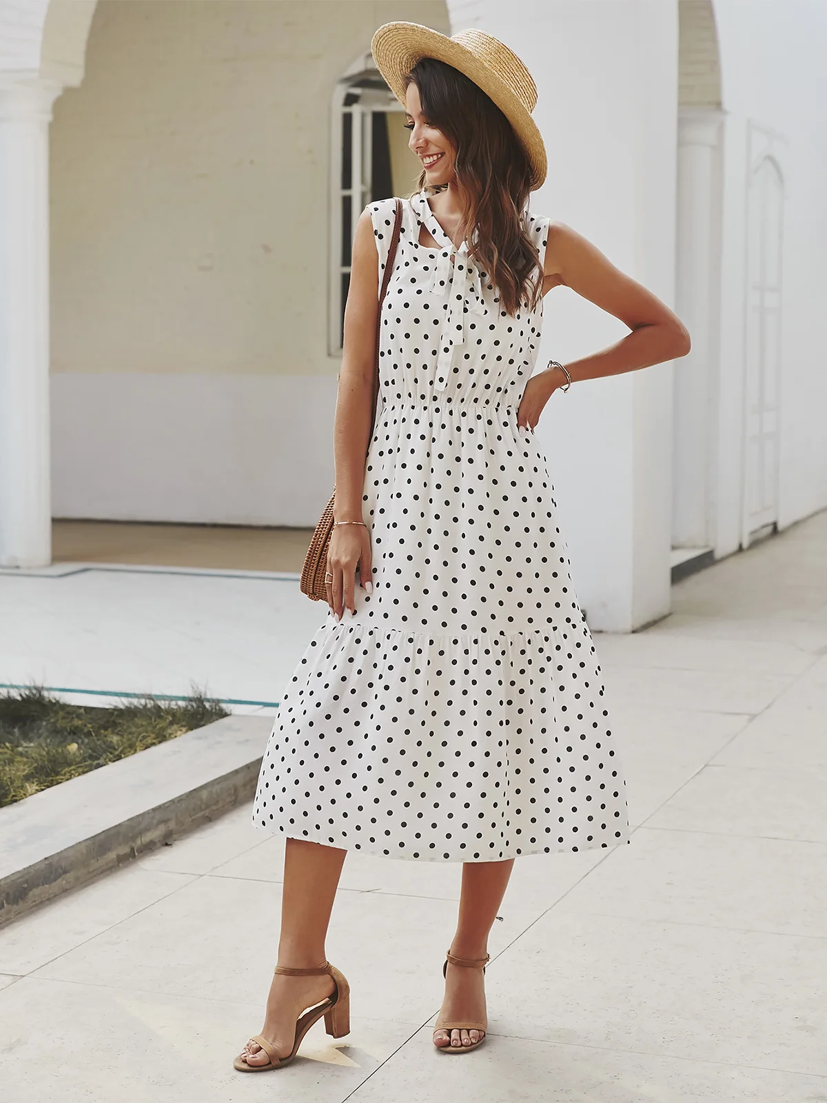 

New Fashion Women's Boho Summer Wave Point Sleeveless Evening Beach Long Dress Sundress Holiday Casual Beach Vintage Dresses
