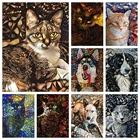 Набор для алмазной вышивки 5D сделай сам, картина с изображением кошек и собак, квадратнаякруглая, с животными, для домашнего декора