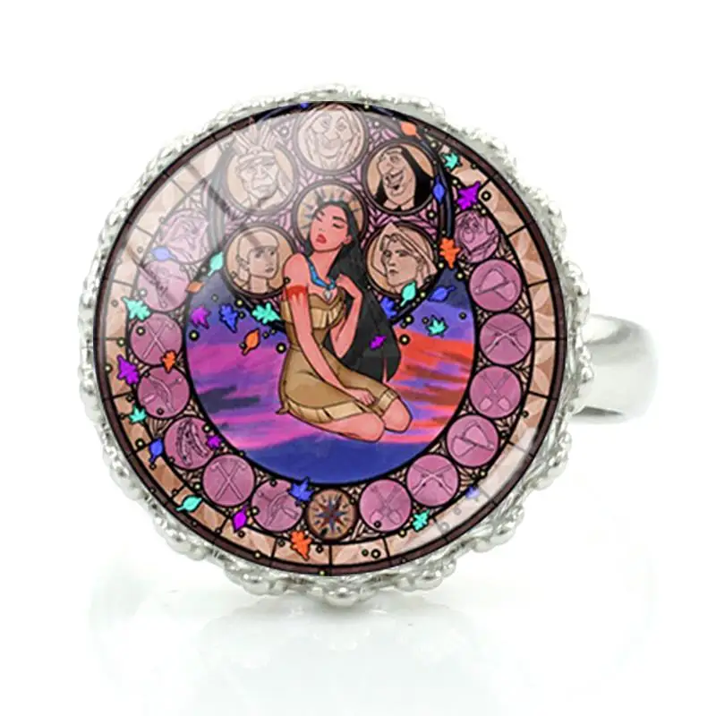 

Disney Temperament Girl Ring Retro Fashion Glass Dome Handmade Adjustable Ring Ladies Girl Party Ring Jewelry
