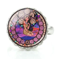disney temperament girl ring retro fashion glass dome handmade adjustable ring ladies girl party ring jewelry