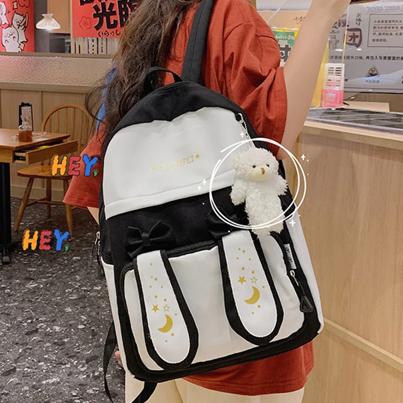 

Новинка 2021, женский рюкзак для девочек-подростков, высококачественный нейлоновый Школьный рюкзак, женский рюкзак, модные рюкзаки со вставк...