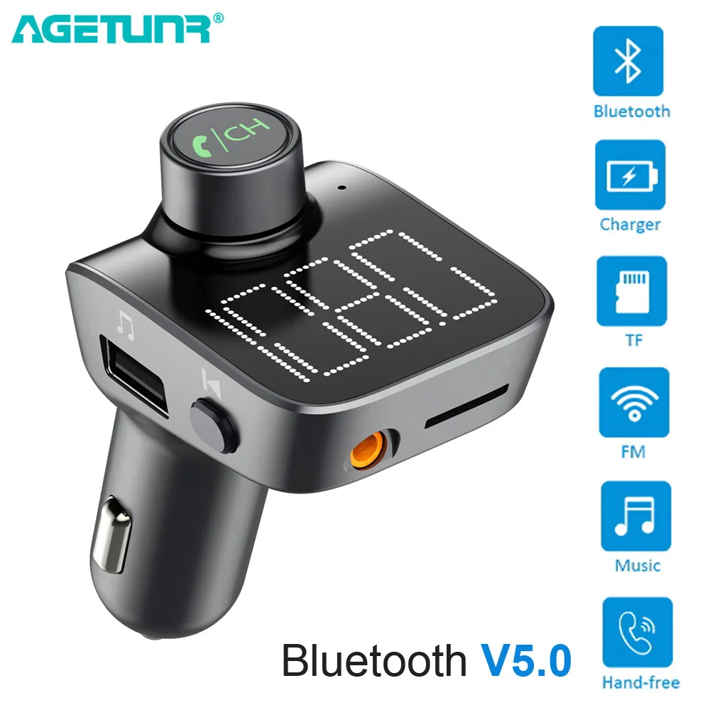 Автомобильный MP3-плеер AGETUNR T15 Bluetooth 5 0 приемник FM-передатчик двойное зарядное