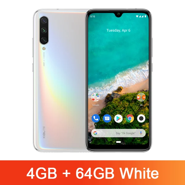 Xiaomi mi A3 mi A3 глобальная версия 4 ГБ ОЗУ 64 Гб ПЗУ Snapdragon 665 32MP селфи 48MP камера 6,08" AMOLED 4030 мАч смартфон - Цвет: 4GB 64GB White