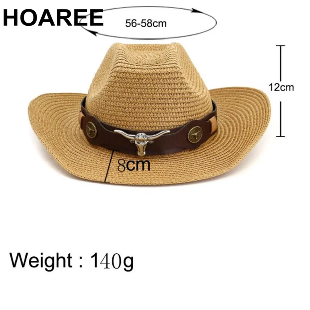 Шляпа HOAREE Мужская в ковбойском стиле Соломенная Панама западном с ремнем