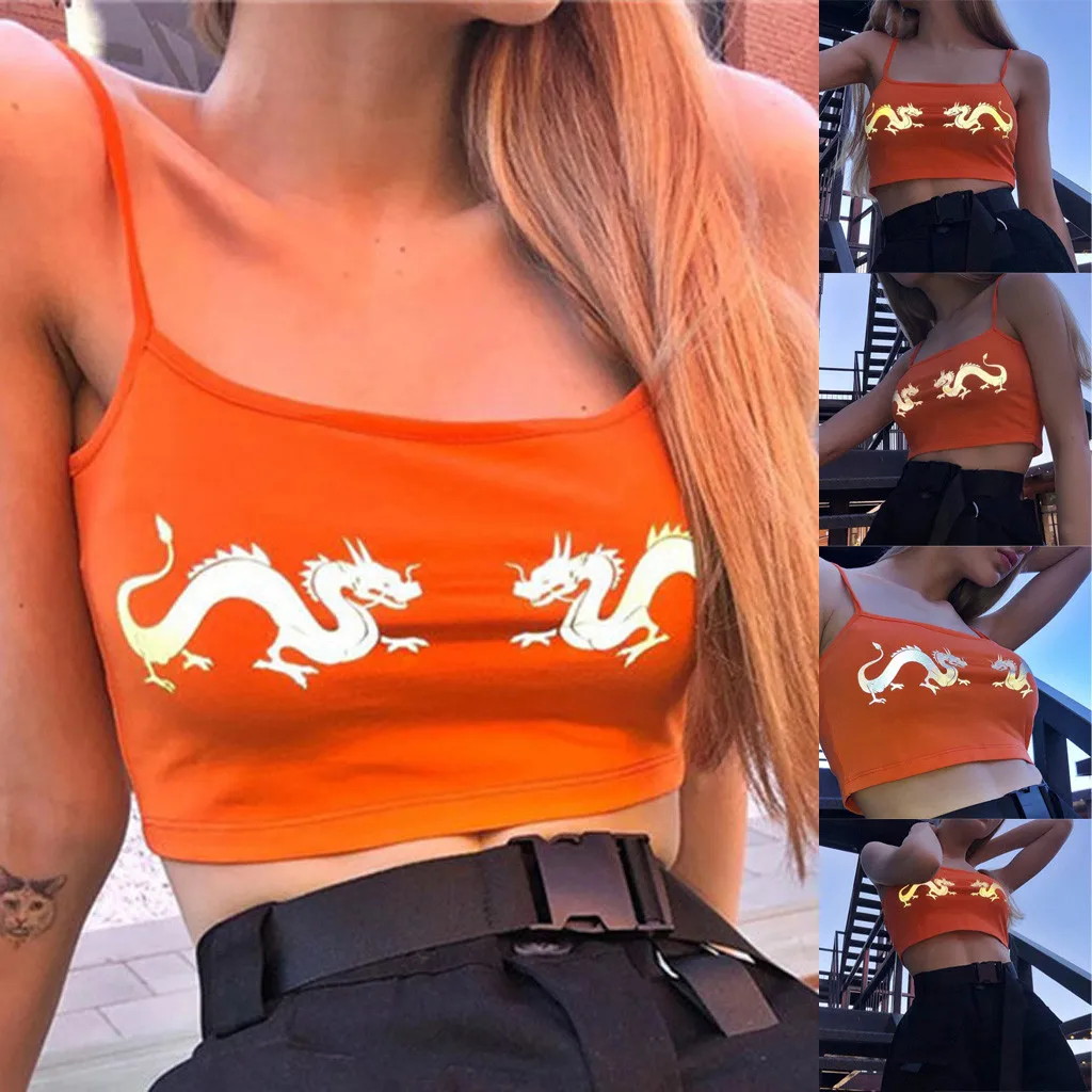 Сексуальный женский короткий топ с отражающим ремешком китайский на бретелях