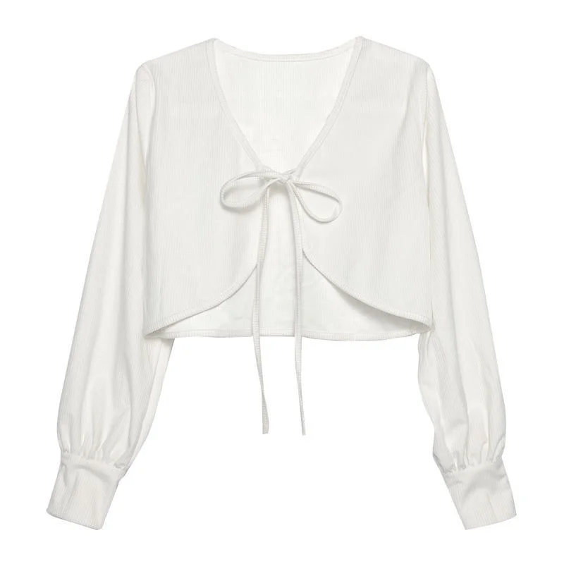 

2021 summer pure color sunscreen blouse for women