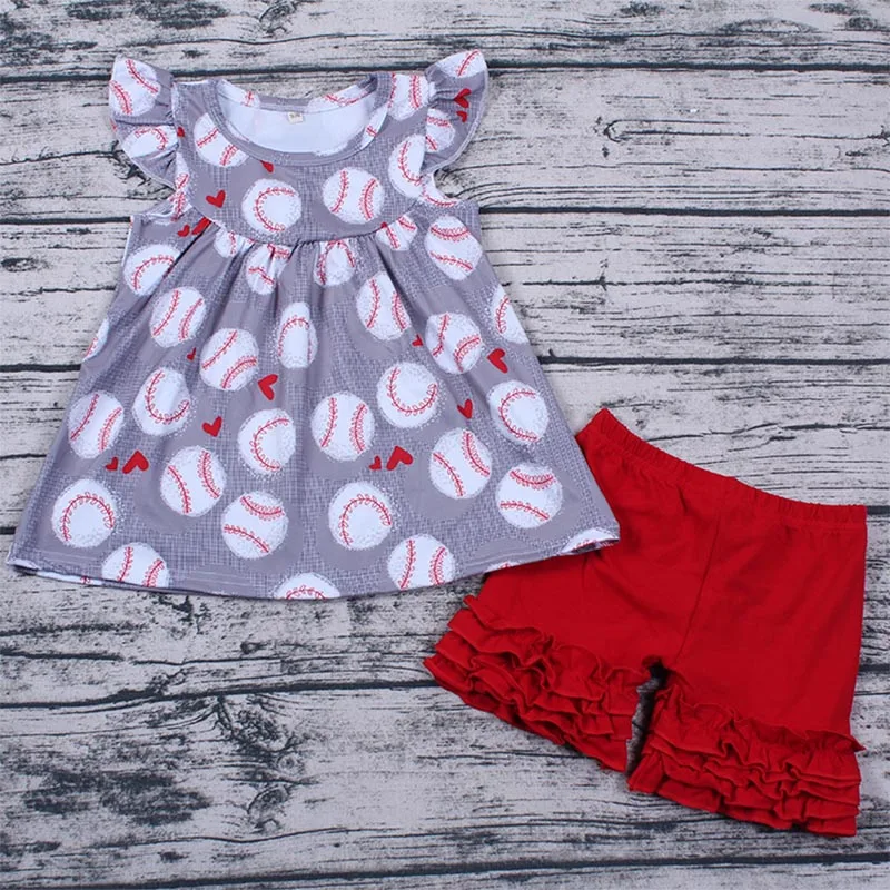 Летняя одежда для маленьких девочек комплект из 2 предметов с оборками