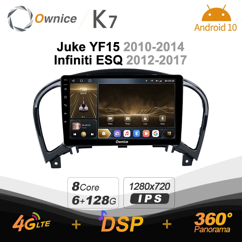 Автомобильное радио Ownice K7 8Core Android 10 0 стерео для Nissan Juke YF15 2010-2014 Infiniti ESQ 2012-2017 4G LTE