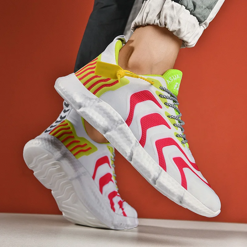 SMS Men Shoes Sneakers Popcorn Sole Running Shoes Light and Breathable Casual Shoes Walking Tennis Sports Lace up Sneakers