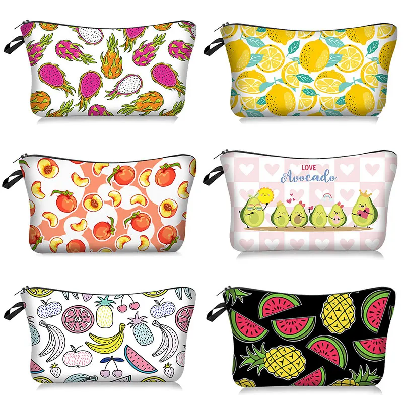

Cosmetic Bag Cute Fruits Printing Neceser Makeup Bag Women Multicolor Travel Toiletry Tool Pouch Organizer Bag Pencil Bag Gift