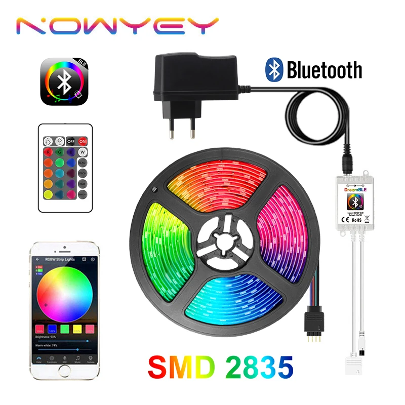 Цветная (RGB) Светодиодные ленты 5 м Bluetooth APP Управление светильник с ИК пультом