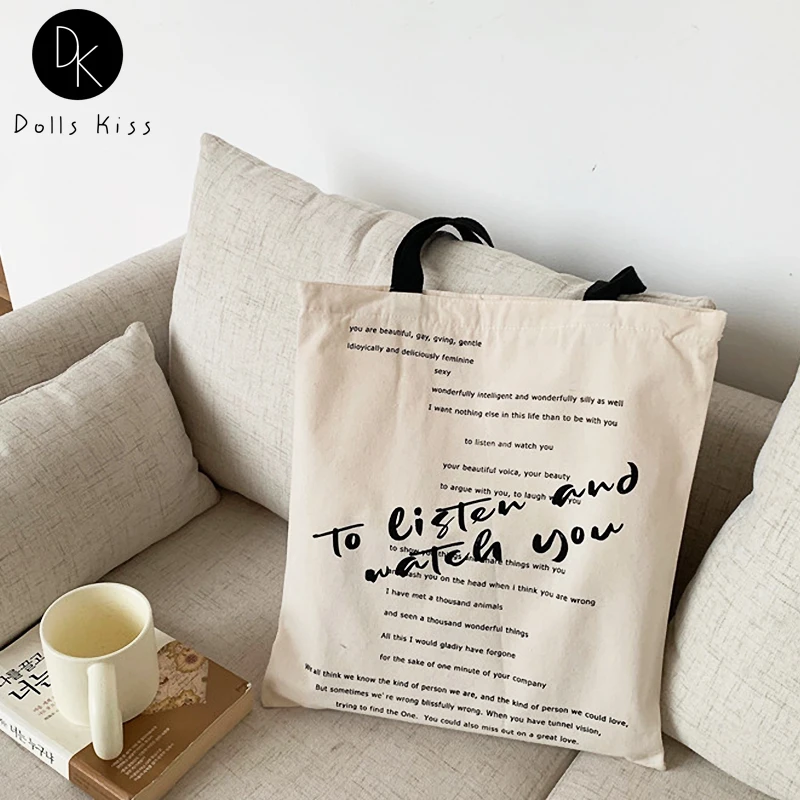 

Ladies Canvas Shoulder Bag Ladies Retro Graffiti Letter Printing Shopping Bag Ladies Eco-Friendly Grocery Bag Girls Casual Totes